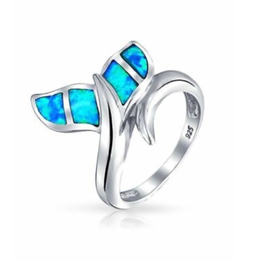 Blue Faux Fire Opal Mermaid Ring